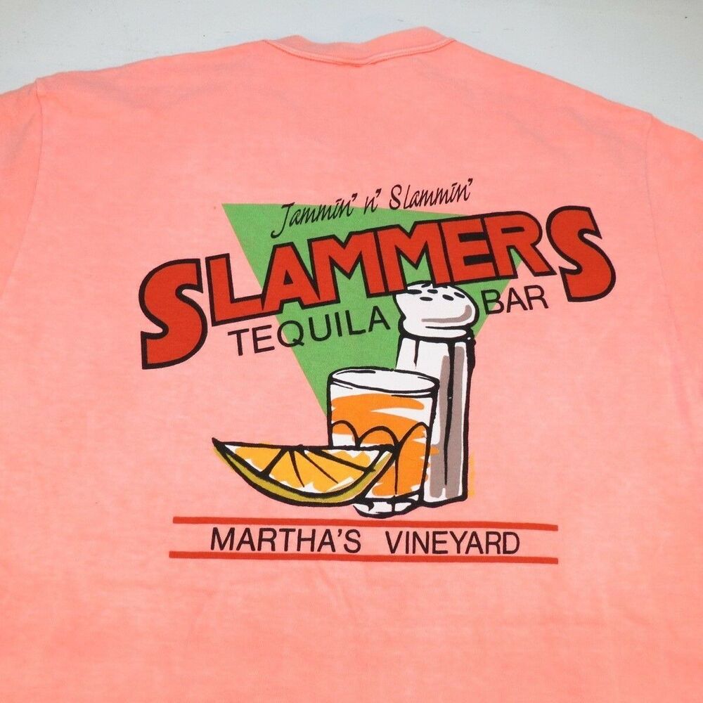 HAWAII CRAZY SHIRTS VINTAGE 80s  SLAMMERS TEQUILA BAR Marthas Vineyard T SHIRT L